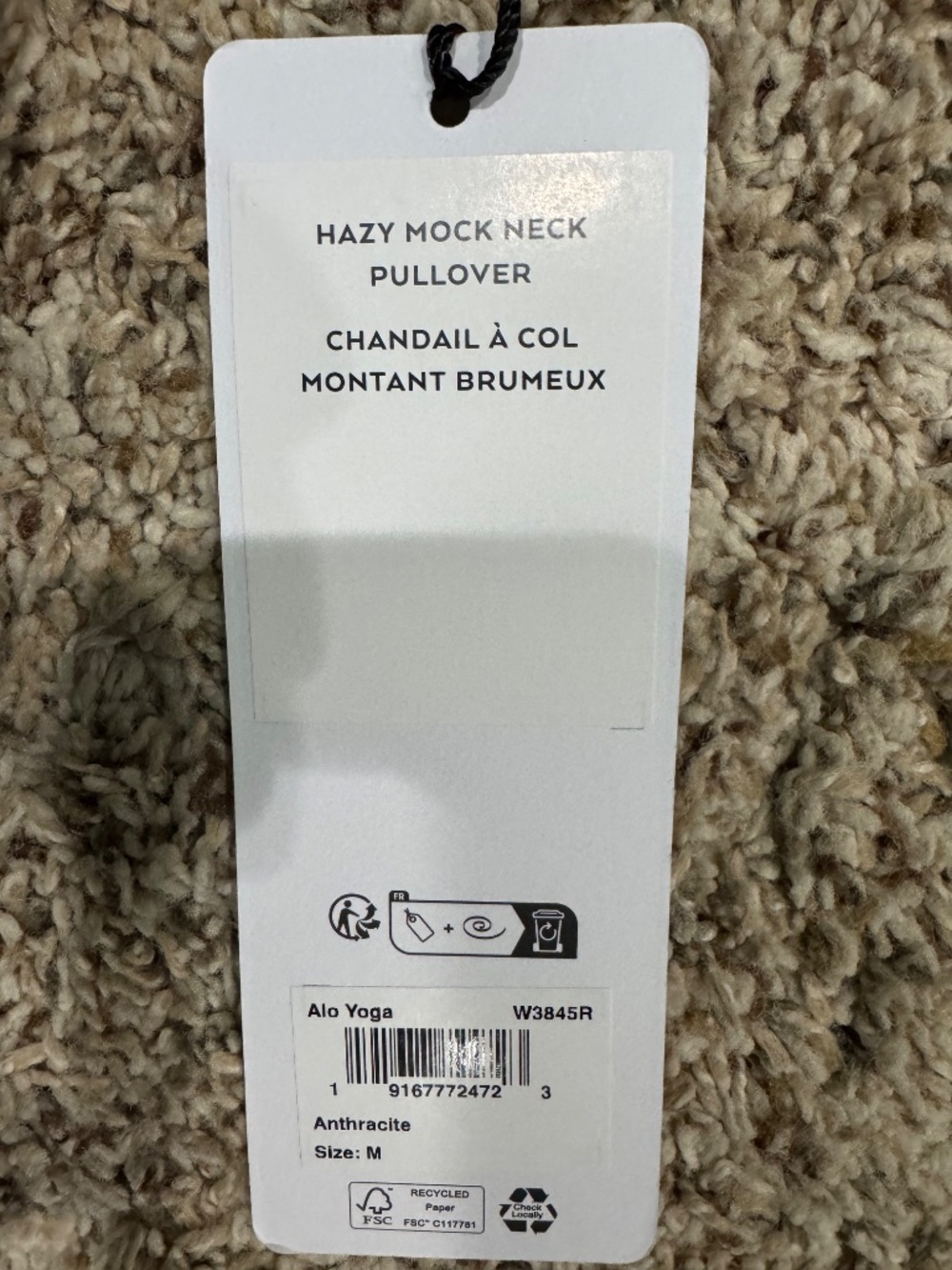 ALO Yoga Hazy Mock Neck Pullover in Anthracite size Medium - Picture 5 of 8